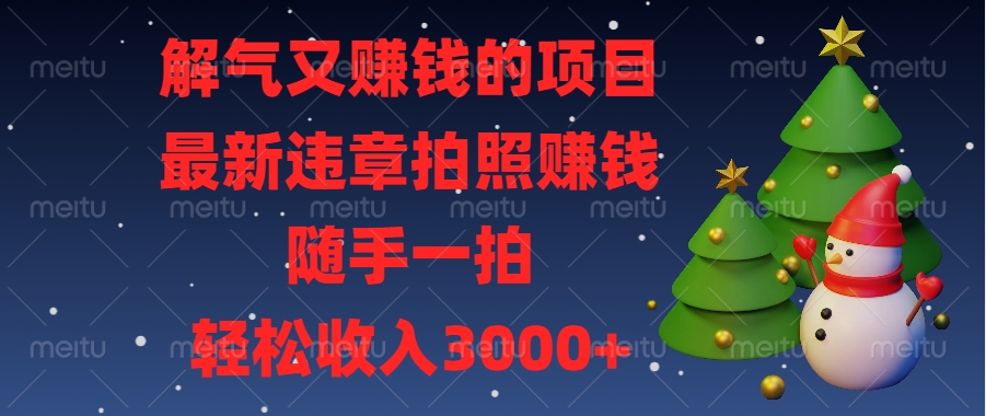 最新违章拍照赚钱，随手一拍，解气又赚钱的项目，轻松收入3000+-启航资源站