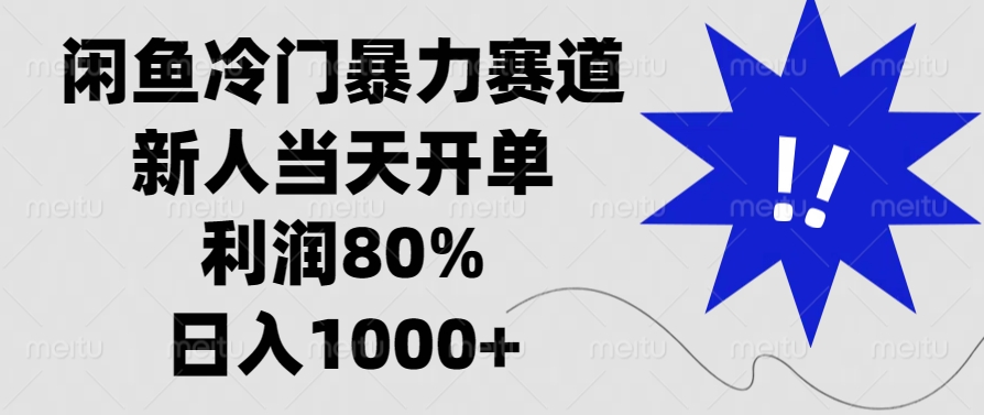 闲鱼冷门暴力赛道，利润80%，日入1000+新人当天开单，-启航资源站