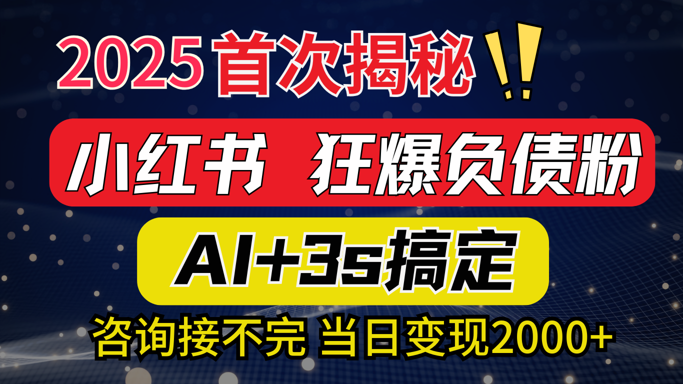 2025引流天花板：最新小红书狂暴负债粉思路，咨询接不断，当日入2000+-启航资源站