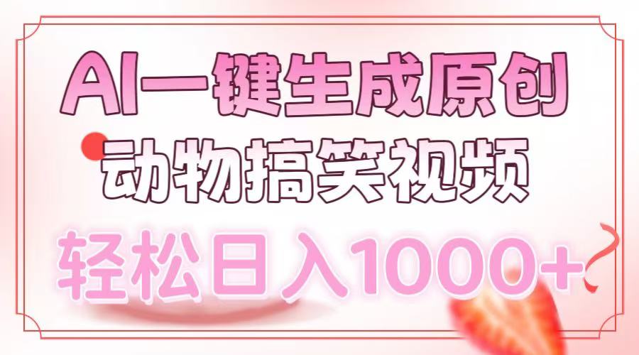 AI一键生成原创动物搞笑视频，轻松日入1000+-启航资源站