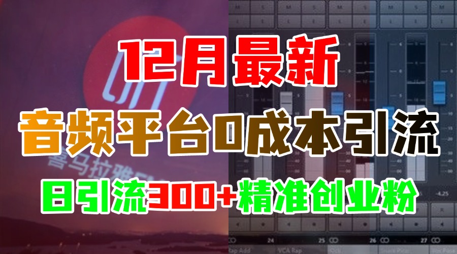 12月最新：音频平台0成本引流，日引300+精准创业粉-启航资源站