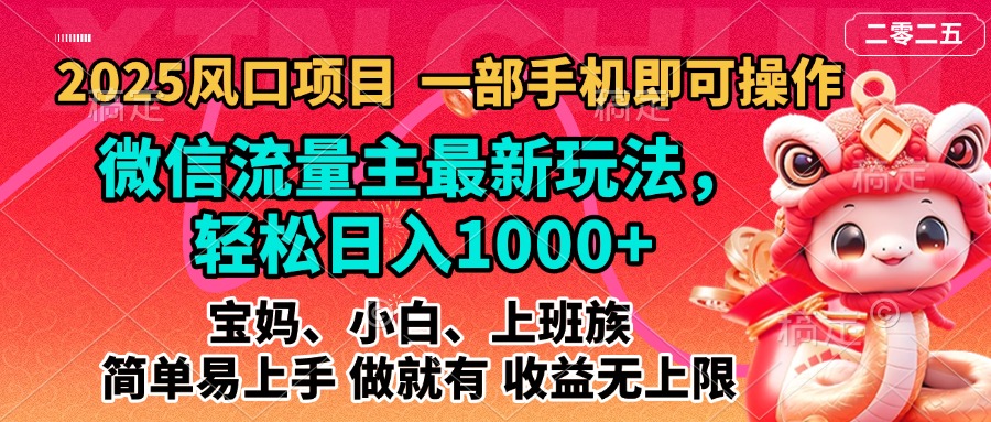 2025蓝海风口项目，微信流量主最新玩法，轻松日入1000+，简单易上手，做就有 收益无上限-启航资源站