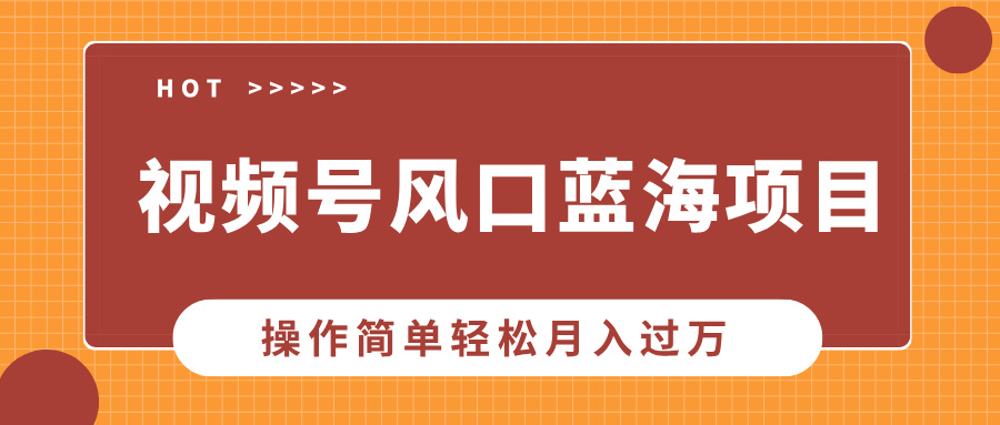 视频号风口蓝海项目，中老年人的流量密码，操作简单轻松月入过万-启航资源站